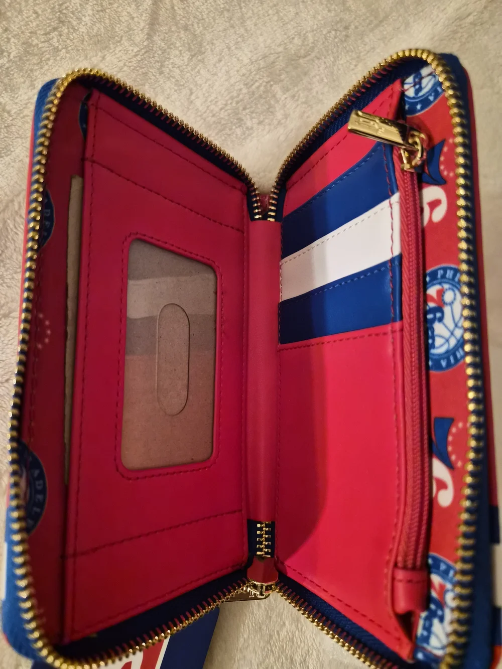 Loungefly Philadelphia 76ers Red and Blue Zip Wallet